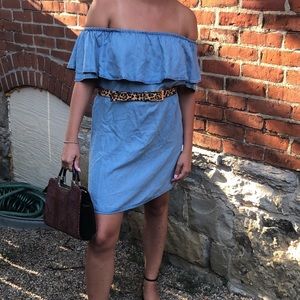 Off the shoulder denim dress